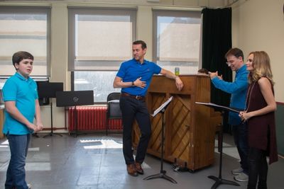 Noah Marlowe, Andrew Lippa, Music Director and Conductor Joel Fram and Kristin Chenow Photo