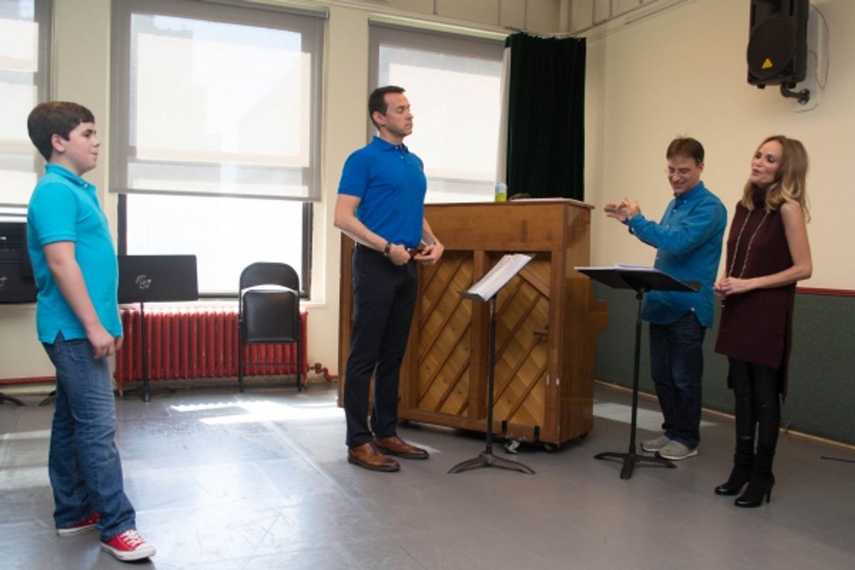 Noah Marlowe, Andrew Lippa, Music Director and Conductor Joel Fram and Kristin Chenoweth at 