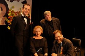 Jefferson Mays, J. Smith Cameron and Terry Teachout with David Staller @ BroadwayWorld Jefferson Mays, J. Smith Cameron and Terry Teachout with David Staller Photo