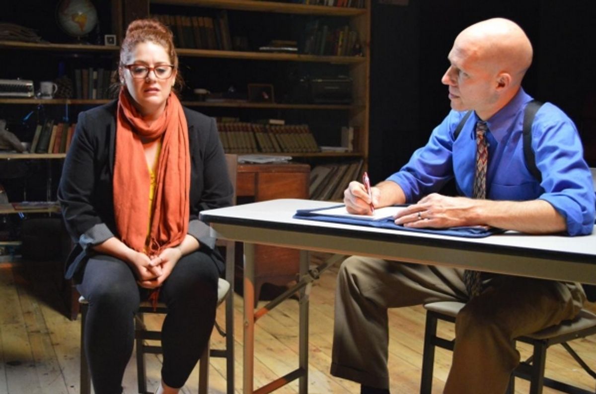 Jennifer Sure Mallard as Mary and Marc Willis as Detective Reid at 