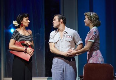 Actor Sam Wolfe (center, as Mr. Fenton) pleads his case to Jodi Dominick (left, as Mr Photo