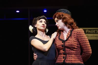 Actors Jodi Dominick (left, as Mrs. Margaret Page) and Laura Welsh Berg (right, as Mr Photo