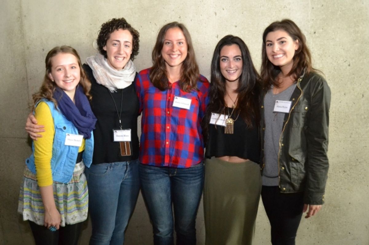 Maya Brettell (Bielke), Shayna Blass (Shprintze), Dorea Schmidt (Tzeitel), Hannah Corneau (Hodel) and Maria Rizzo (Chava)  at 