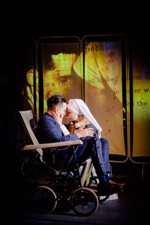 Jude Monk McGowan as Frederic Henry and Laura Atherton as Catherine Barkley Photo