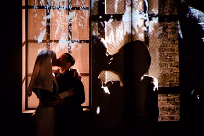 Jude Monk McGowan as Frederic Henry and Laura Atherton as Catherine Barkley Photo