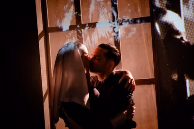 Jude Monk McGowan as Frederic Henry and Laura Atherton as Catherine Barkley Photo