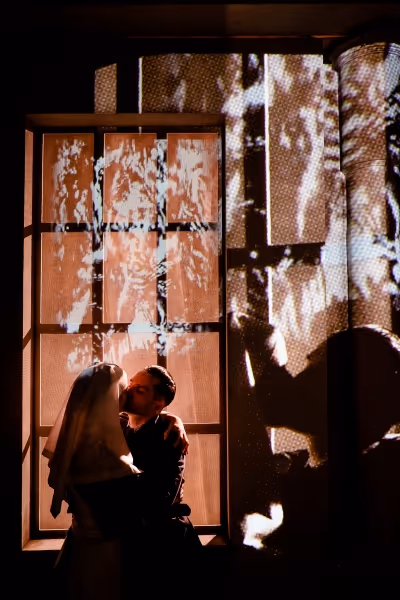 Jude Monk McGowan as Frederic Henry and Laura Atherton as Catherine Barkley Photo