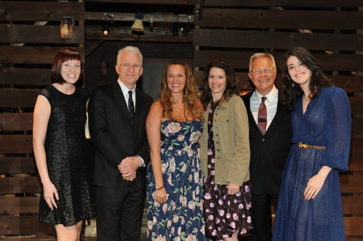 Assistant stage manager Jess Slocum, Steve Martin, stage manager Anjee Nero, Edie Brickell, Walter Bobbie, and assistant stage manager Kendra Stockton at 