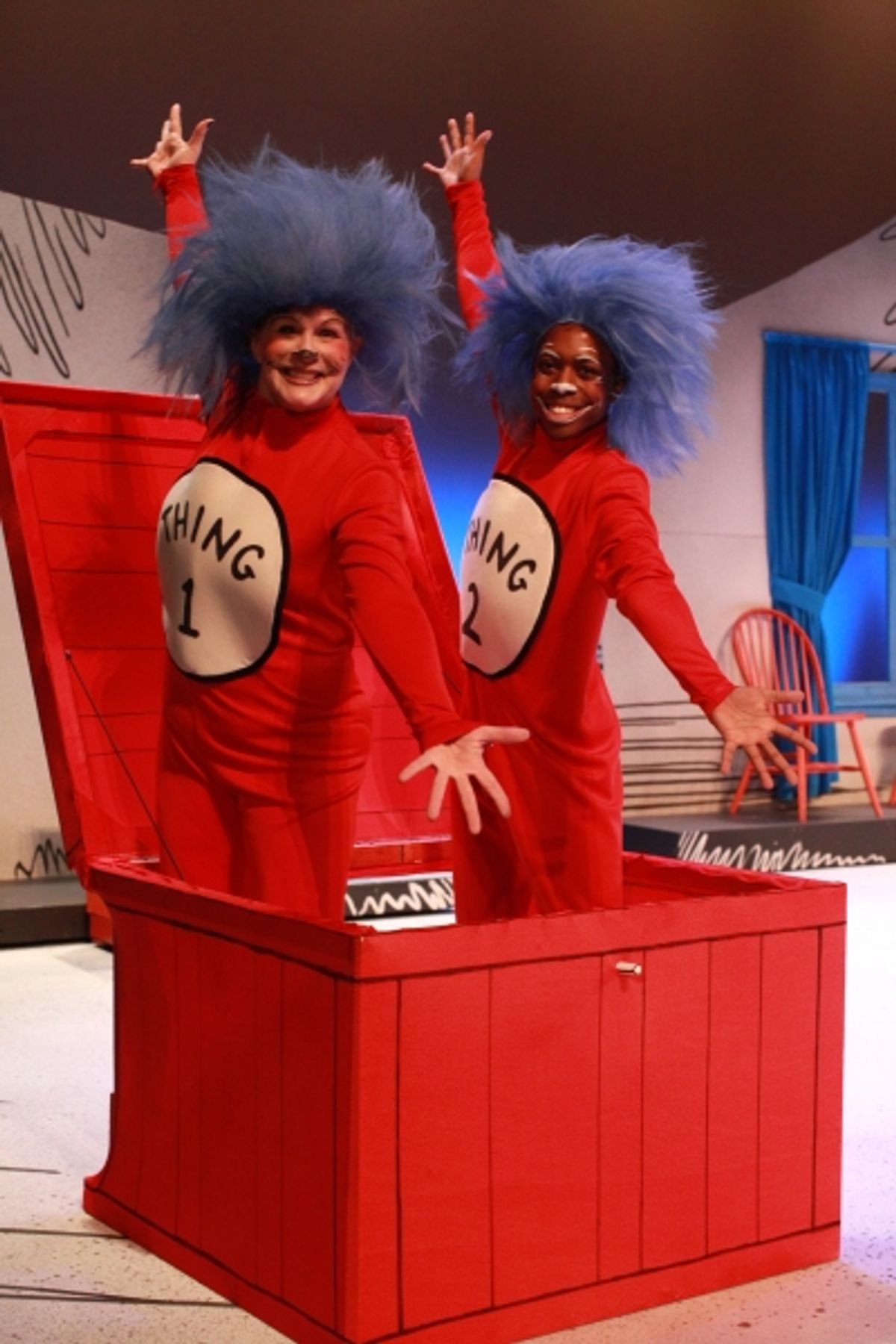 Sue Gillespie Booton as Thing 1 and Aaron Ellis as Thing 2 at 