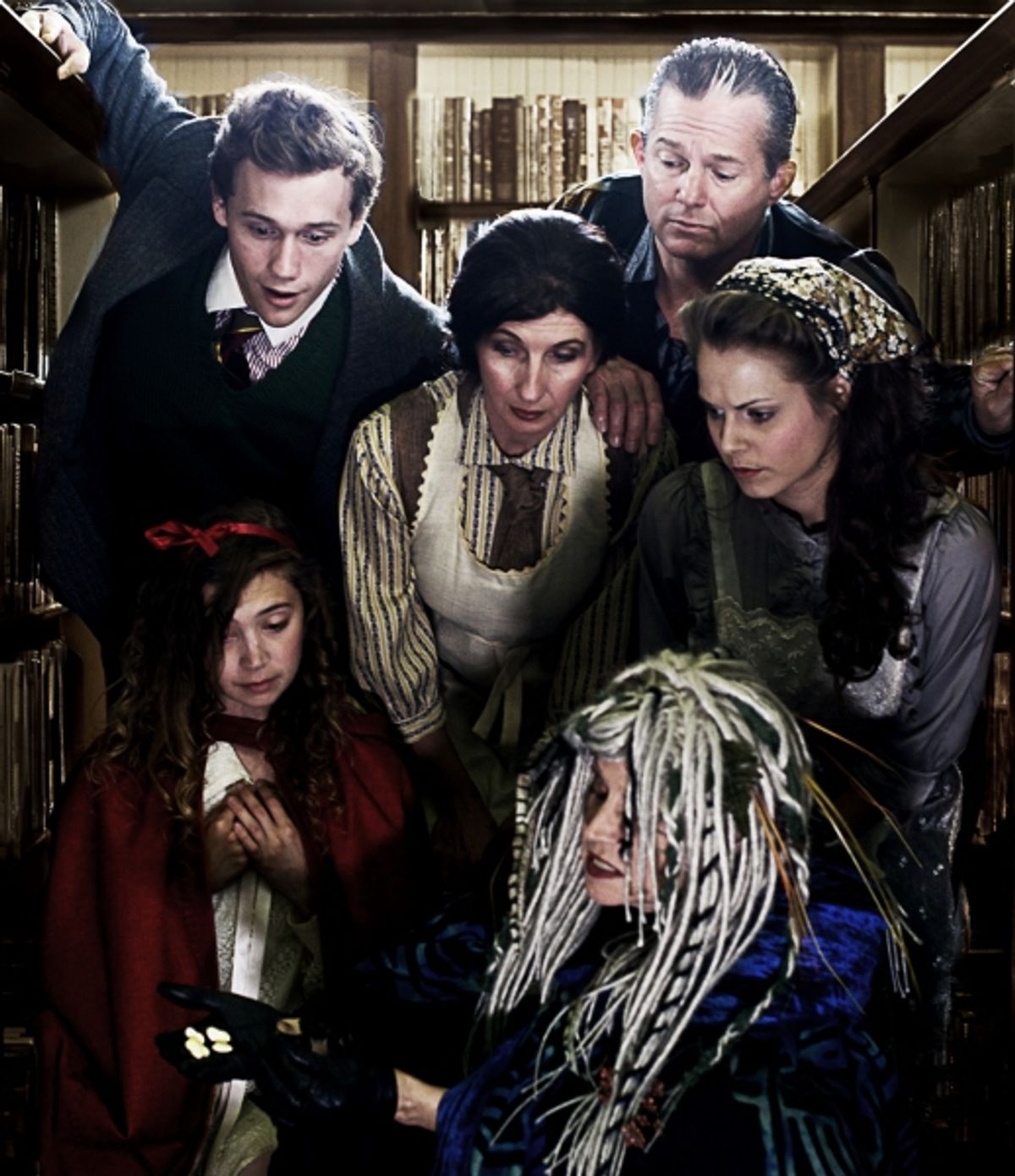 Ann Morrison (Witch), Little Red (Katie Berger), Taylor Simmons (Jack), Lee Anne Mathews (Baker''s Wife), T. Robert Pigott (Baker) and Kelly Pekar (Cinderella) at 