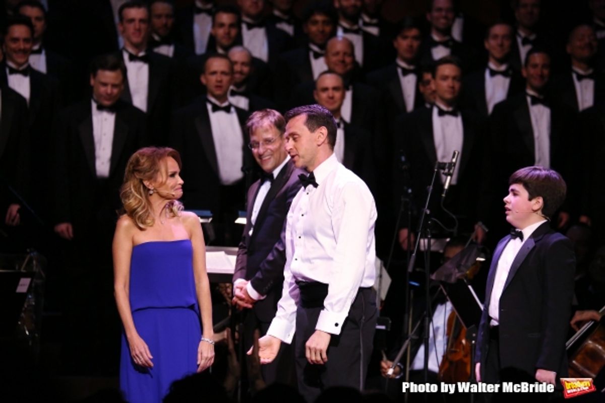 Kristin Chenoweth, Joe Fram, Andrew Lippa and Noah Marlowe with The All-Star Broadway Men''s Chorus at 