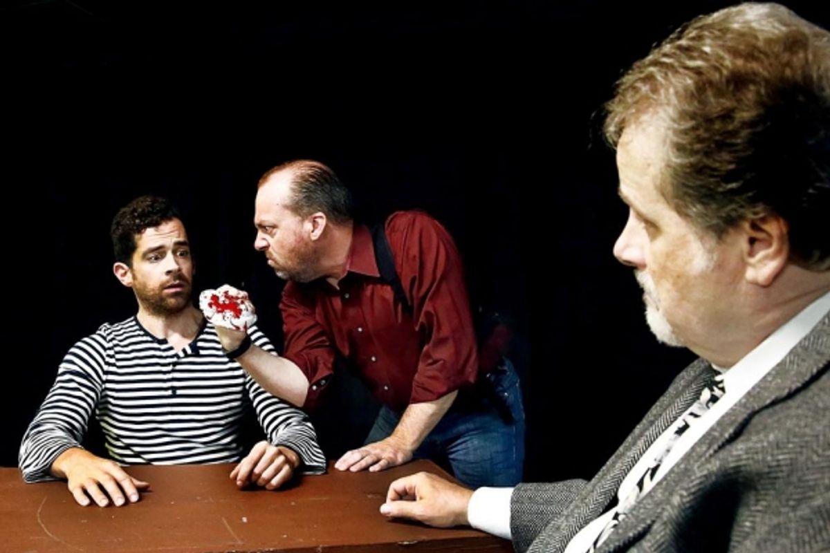 After ''talking'' to KaturianÃ¢â‚¬â„¢s brother, Ariel (Trevor B. Cone) taunts Katurian (Aaron Echegaray). at 