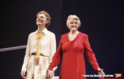 Marian Seldes & Angela Lansbury on stage for The Opening Night Performance Curtain Ca Photo