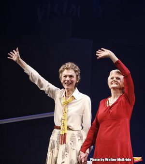 Marian Seldes & Angela Lansbury on stage for The Opening Night Performance Curtain Ca Photo