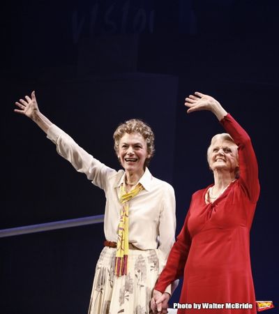 Marian Seldes & Angela Lansbury on stage for The Opening Night Performance Curtain Ca Photo