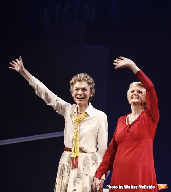 Marian Seldes & Angela Lansbury on stage for The Opening Night Performance Curtain Ca Photo