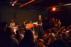 Alvaro Perdomo on drums, Marisa Michelson, Erik Lochtefeld and cast members of Tamar  Photo