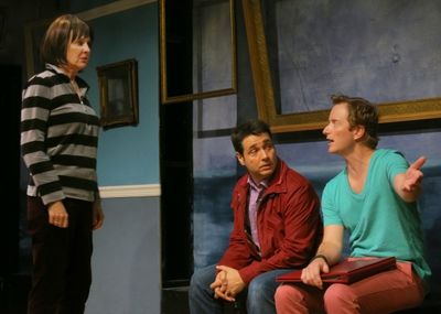 Catherine Butterfield (Mindy), Adam Ferrara (Frank) and Jeffrey C. Hawkins (Jed) Photo
