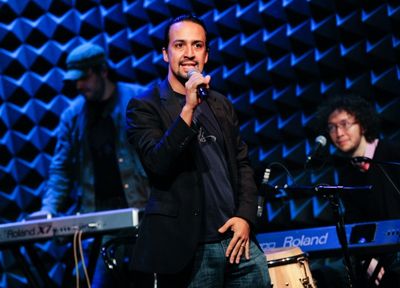 Lin-Manuel Miranda performs at Pivot''s Freestyle Love Supreme premiere event at Joe' Photo