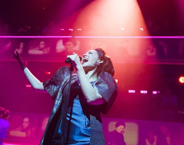 A scene from Here Lies Love by David Byrne and Fatboy Slim @ Dorfman Theatre. Directe Photo