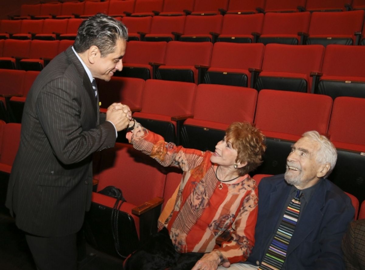 Actor Richard Montoya greets Judi Davidson and  CTG Founding Artistic Director Gordon Davidson at 