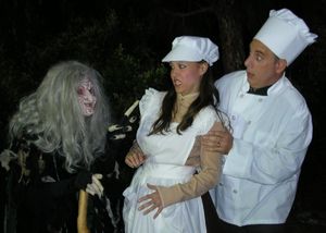 The Witch (Elizabeth Bouton) imposes her will upon the Baker (Terry Delegeane) and his Wife (Amy Coles). @ BroadwayWorld The Witch (Elizabeth Bouton) imposes her will upon the Baker (Terry Delegeane) and hi Photo