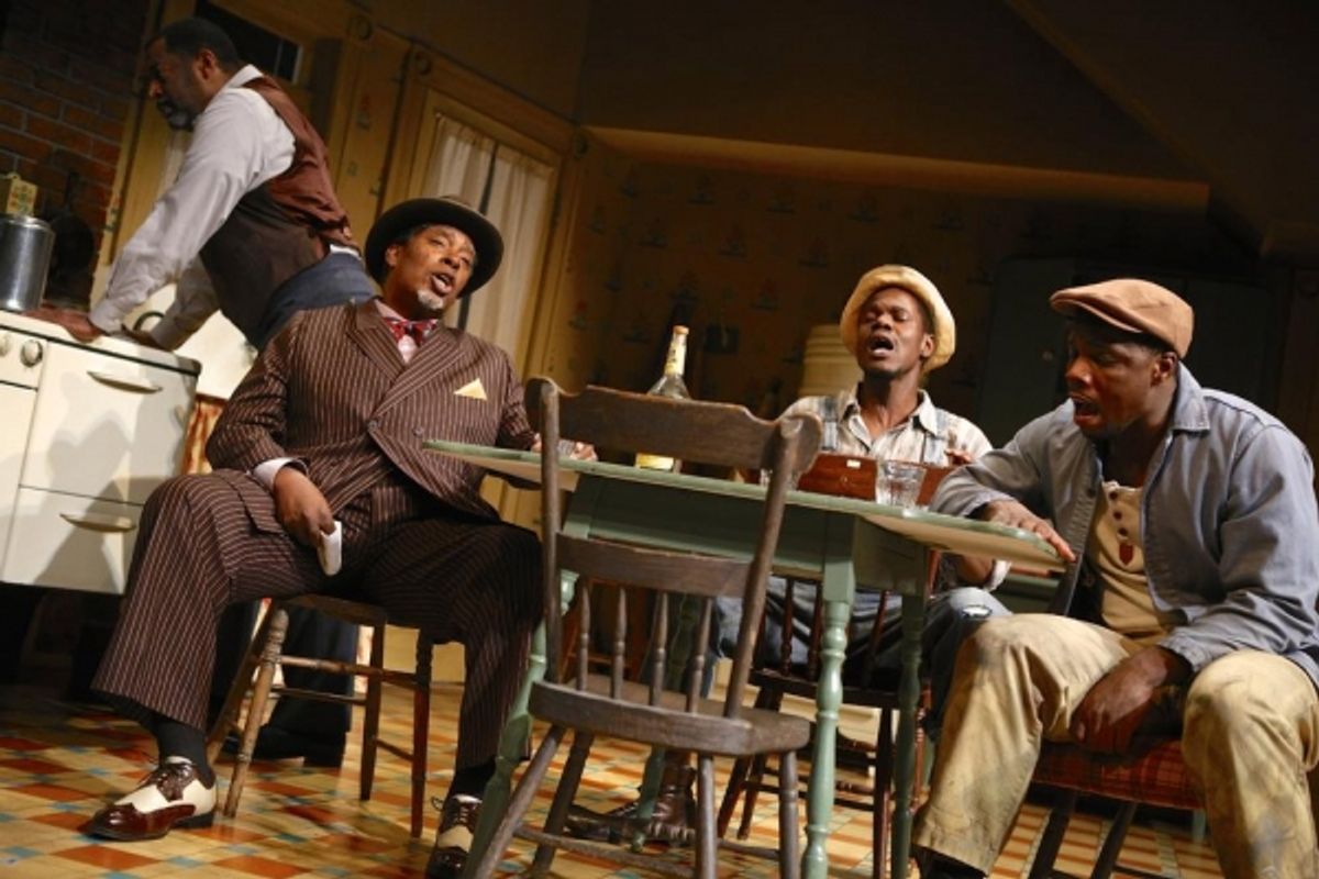 Derrick Lee Weeden (Doaker), G. Valmont Thomas (Wining Boy), Stephen Tyrone Williams (Boy Willie), and Yaegel T. Welch (Lymon) at 