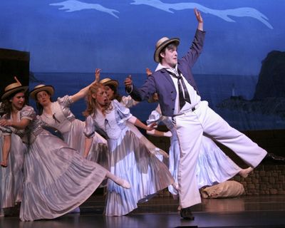 Daniel Greenwood (right) in the role of Richard Dauntless, does some fancy foot work  Photo