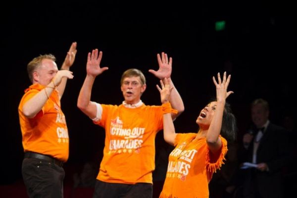 The Dynamic Deserts celebrate winning a round of charades Brett Bossard, John Rudd, I Photo
