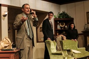 Robert Geller as Inspector Hubbard, Jacob Tice as Max Halliday, Deya Ozburn as Margot Photo