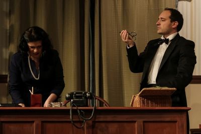 Deya Ozburn as Margot Wendice, Brent Griffith as Tony Wendice Photo