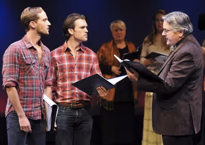 Ben Gunderson, Wilson Bridges and Joe Kolinski with Barbara Marineau and Analisa Leam Photo