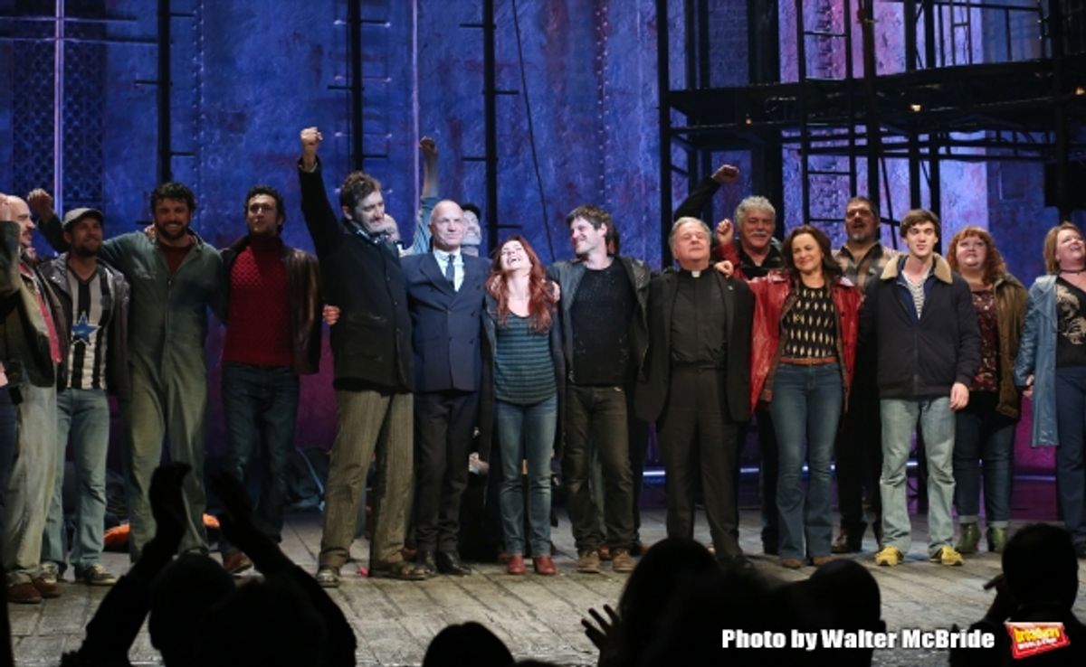 Aaron Lazar, Jimmy Nail, Sting, Rachel Tucker, Michael Esper, Fred Applegate, Sally Ann Triplett and Collin Kelly- Sordelet with cast  at 