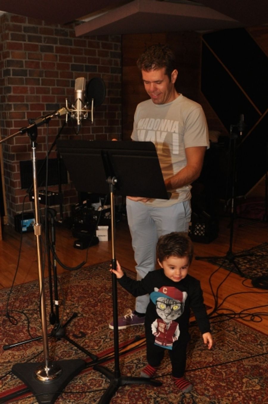 Exclusive Photo Coverage: In the Recording Studio with Perez Hilton for Carols For A Cure Image