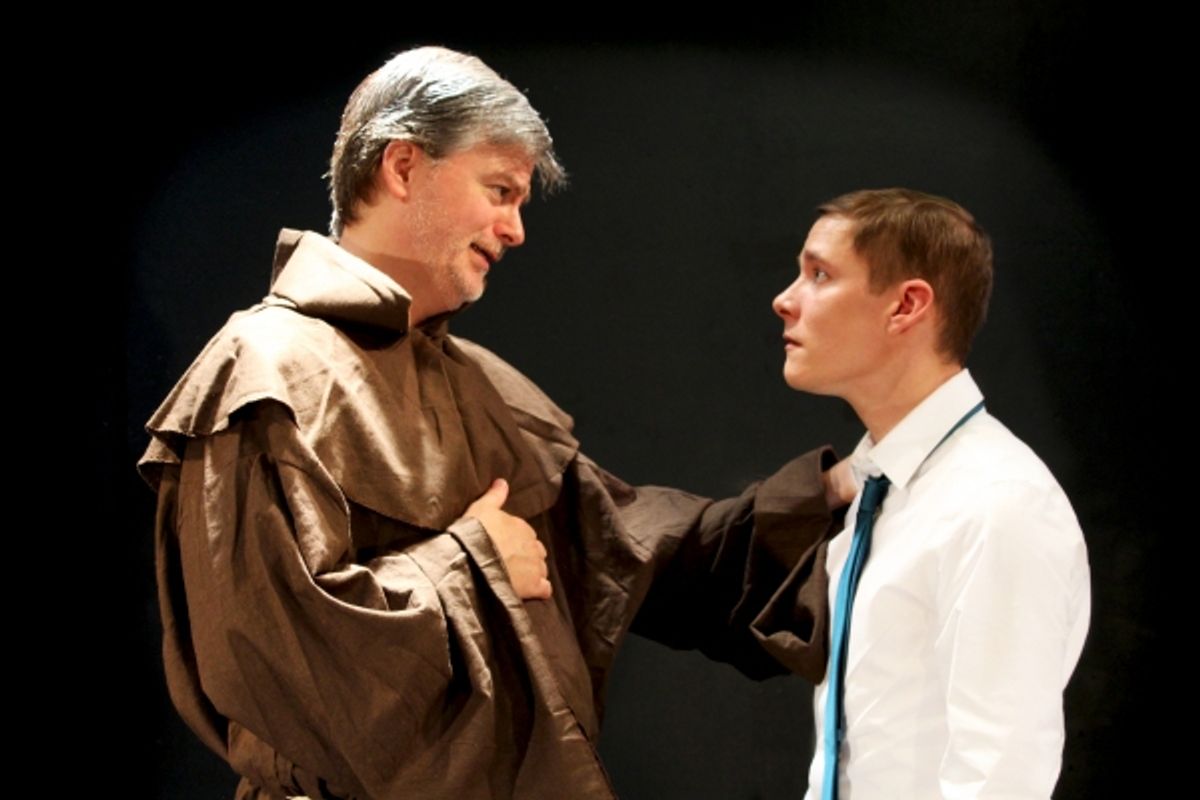 Matthew Healey (Friar), Jonathan Emerson (Romeo) at 
