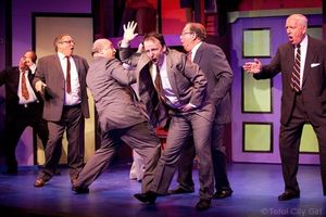 Patrick Dwyer (center) and the men of HOW TO SUCCEED Photo