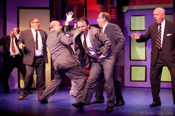 Patrick Dwyer (center) and the men of HOW TO SUCCEED Photo