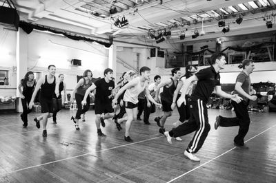 Tom Chambers (Phil Davis) and Aled Jones (Bob Wallace) lead the cast in rehearsal Photo