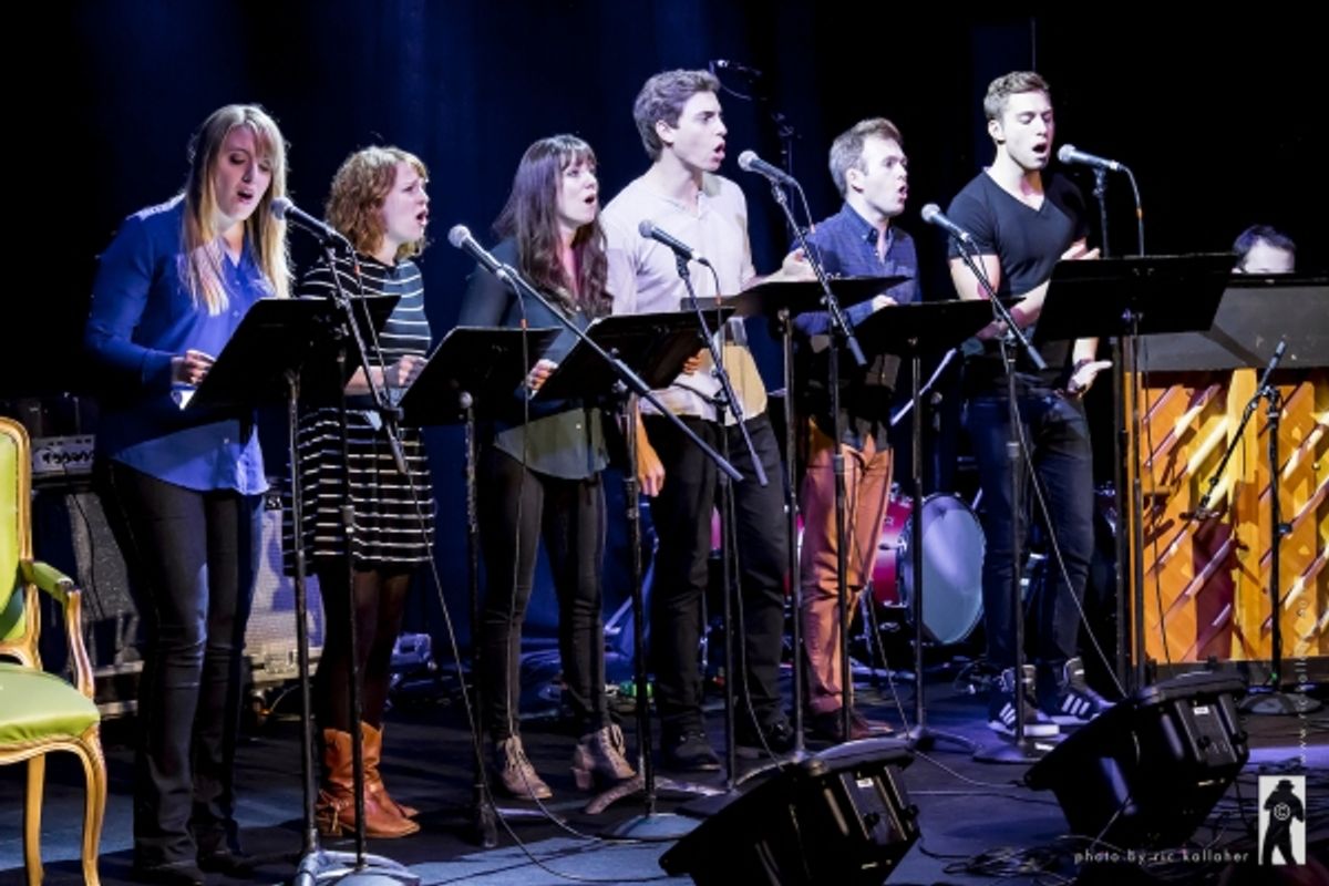 Abbie Mueller, Emily Walton, Shannon OÃ¢â‚¬â„¢Bolye, Derek Klena, Jeremy Morse and Corey Mach sing from OCTOBER SKY by Michael Mahler and Aaron Thielen in the SONGWRITERS SHOWCASE at 