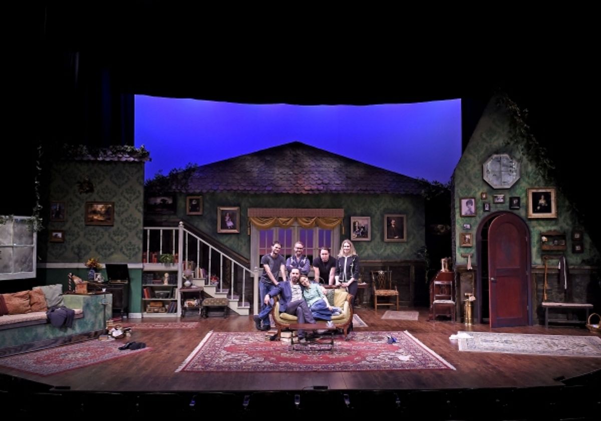 back row: Evan Roby (Lighting), Ryan J. Moller (Costume), Stephen K. Dobay (Scenic), Taryn Sacarmon (Managing Director QT) front row: Adam Dannheisser (Director) and Sandy Rustin (playwright) at 