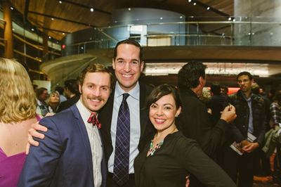 Choreographer Parker Esse (center) with cast members Curtis Schroeger and Jesse Palme Photo