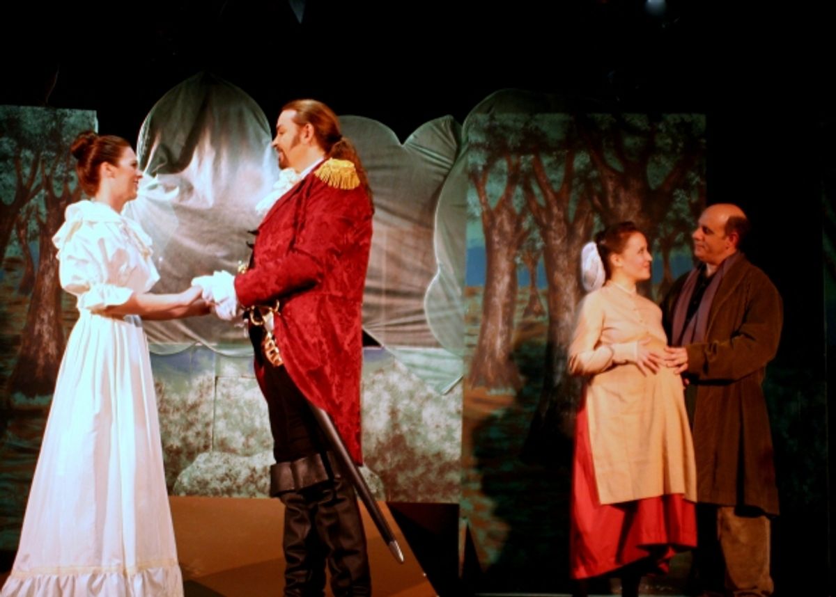 Cinderella, her Prince, the Baker and his Wife find out what it means to get your wish. (from left: Heather Barnett, Jon Sparks, Amy Coles, Terry Delegeane) at 