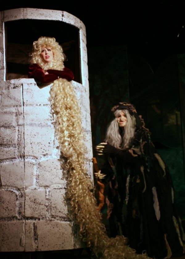 The Witch casts a spell on Rapunzel. (from left: Alicia Reynolds, Elizabeth Bouton) Photo