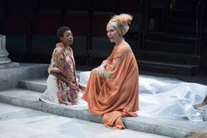 Makha Mthembu as Marina and Ally Carey as Dionyza @ BroadwayWorld Makha Mthembu as Marina and Ally Carey as Dionyza Photo