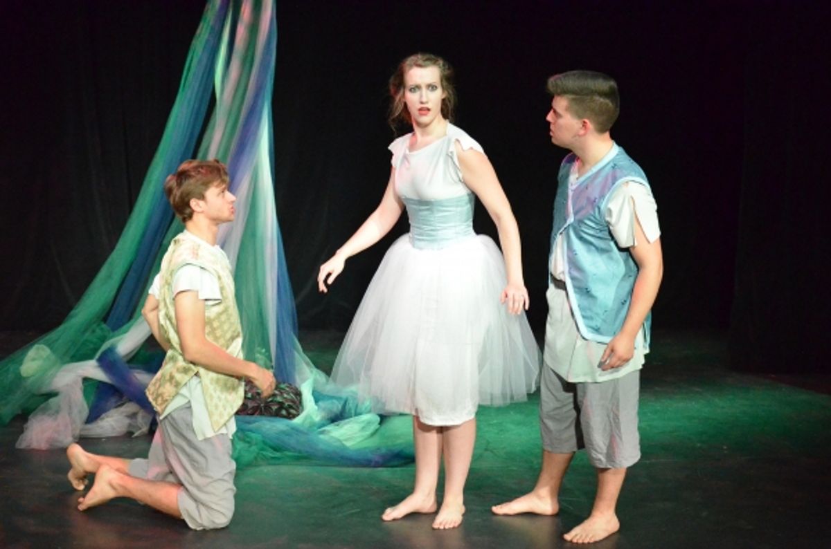 David Mavricos as Demetrius, Amber G. Gibson as Helena, and Ben Lauer as Lysander at 