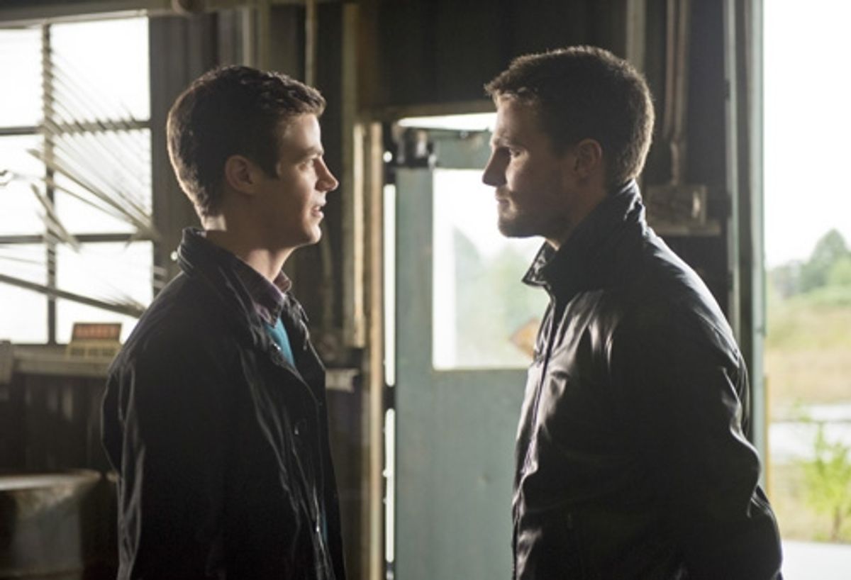 Grant Gustin, Stephen Amell  at 