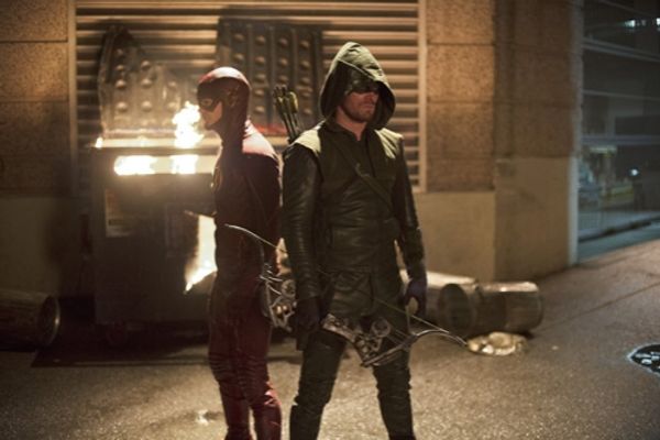 Grant Gustin, Stephen Amell  Photo