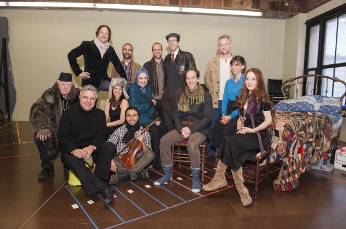 Standing: Patch Darragh, Ben Beckley, Nathan Dame, Robert Stanton, C.J. Wilson; Sitting: Peter Maloney, director Neil Pepe, Mia Barron, Andrew Mayer, Mary Beth Peil, Joey Slotnick, Jeanine Serralles and Clea Lewis. at 