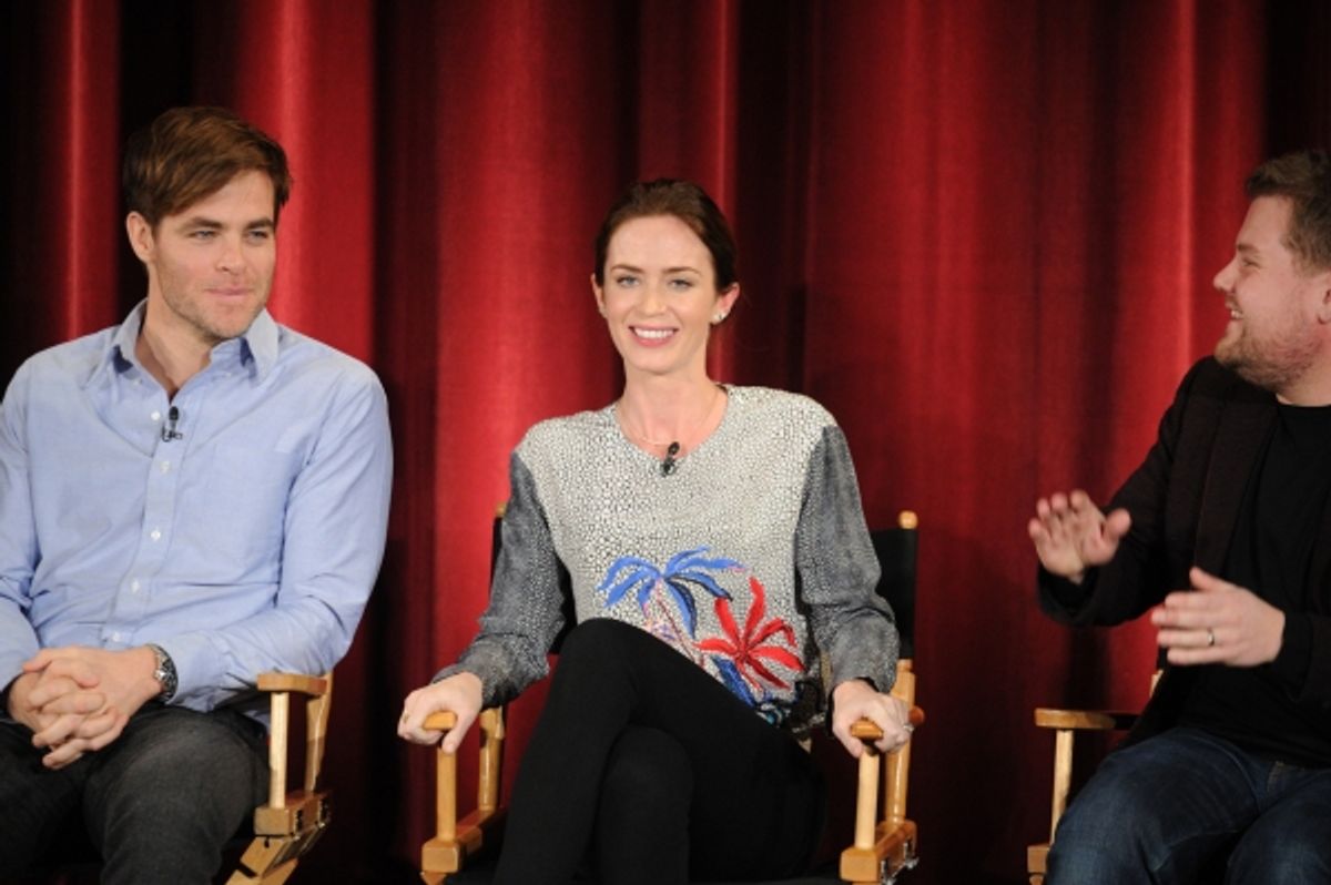 Chris Pine, Emily Blunt, James Corden at 