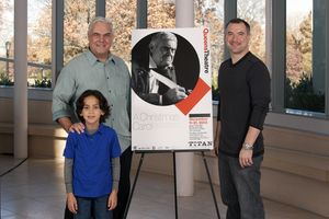 Kevin Loomis (Scrooge), Moore Theobold (Tiny Tim), John Phillips (Bob Cratchit) Photo